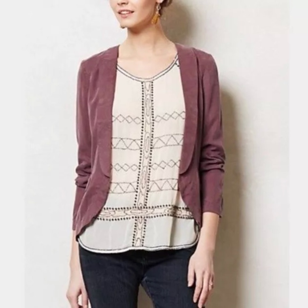 Anthropologie Draped Whitby Blazer Purple Sz 6 M